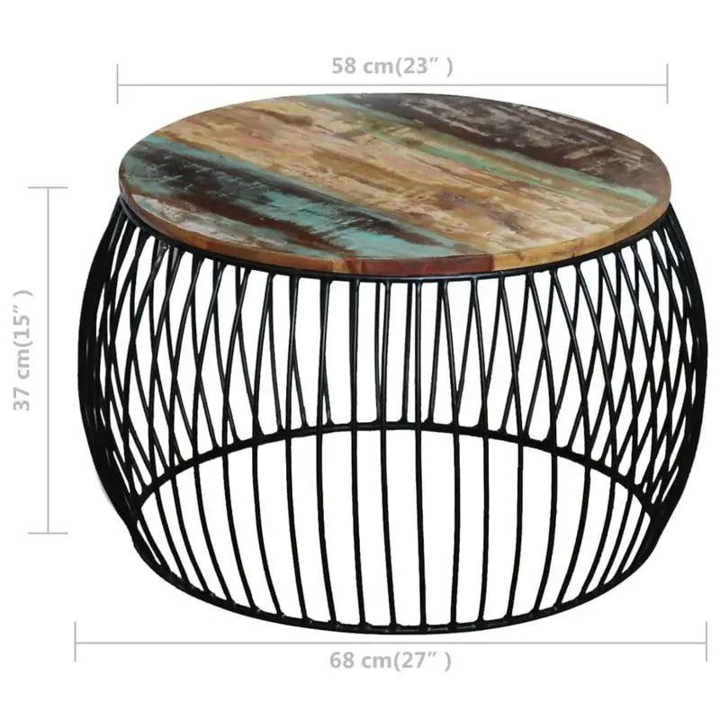 Table basse en bois massif rustique 68x37 cm