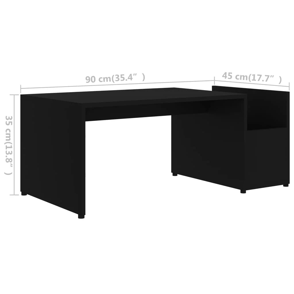 Table basse en bois et noir 90 x 45 x 35 cm