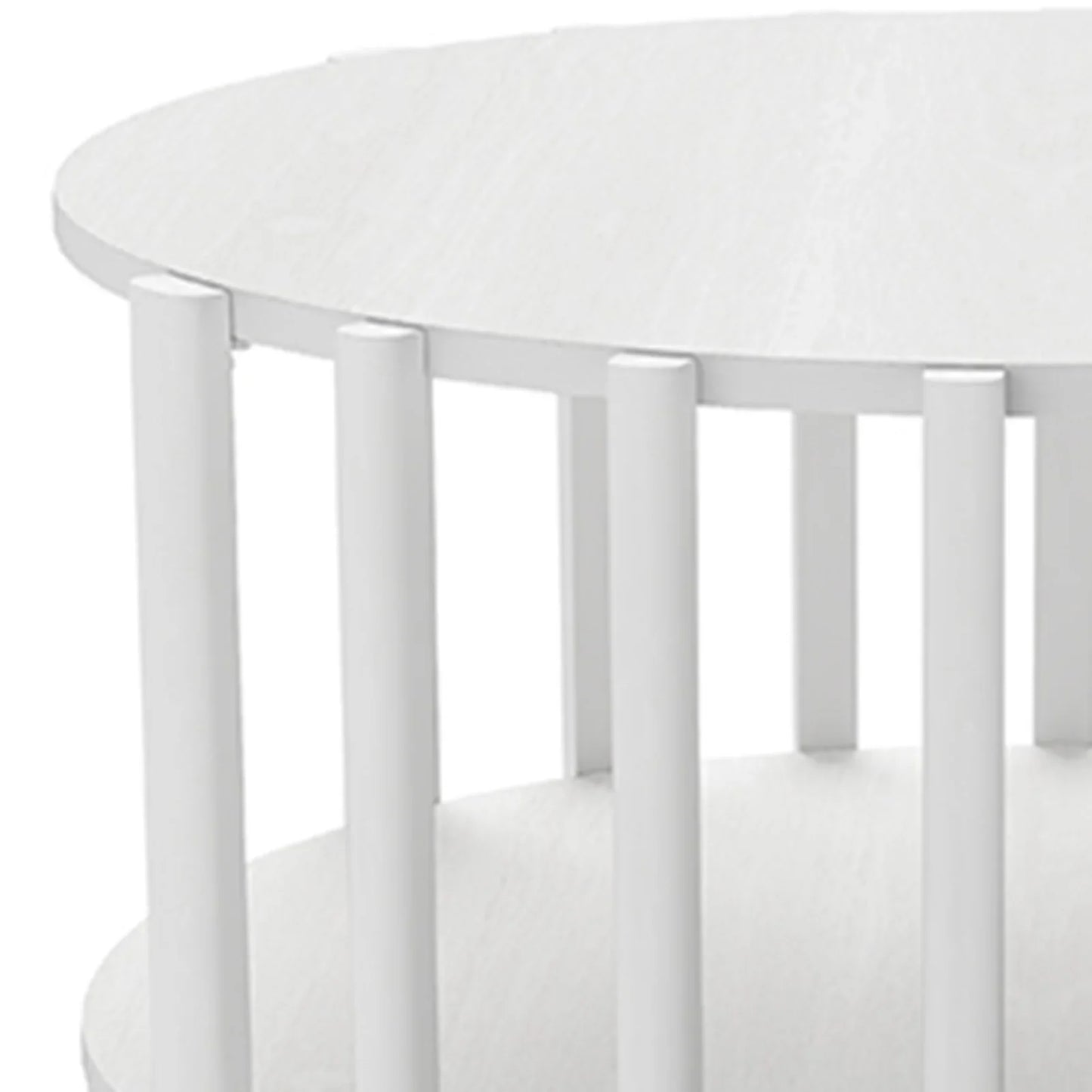 Table basse ronde en bois 2 niveaux avec rangement 74 cm