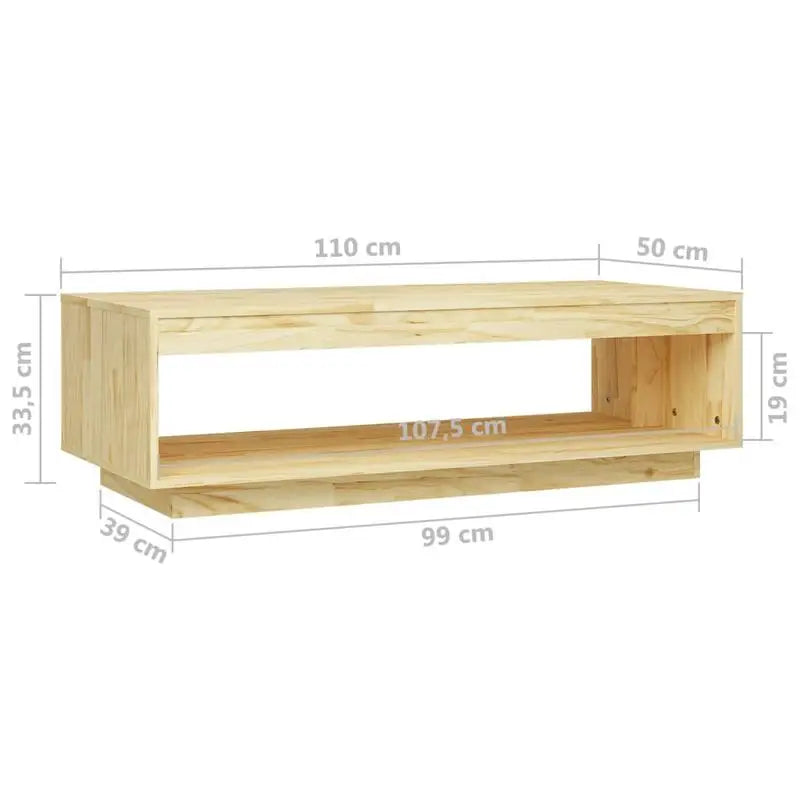 Table basse en bois massif 110x50x33,5 cm pin moderne