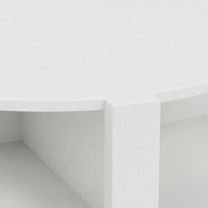 Table basse ronde en bois 2 niveaux avec rangement blanc