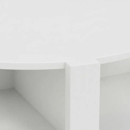 Table basse ronde en bois 2 niveaux avec rangement blanc