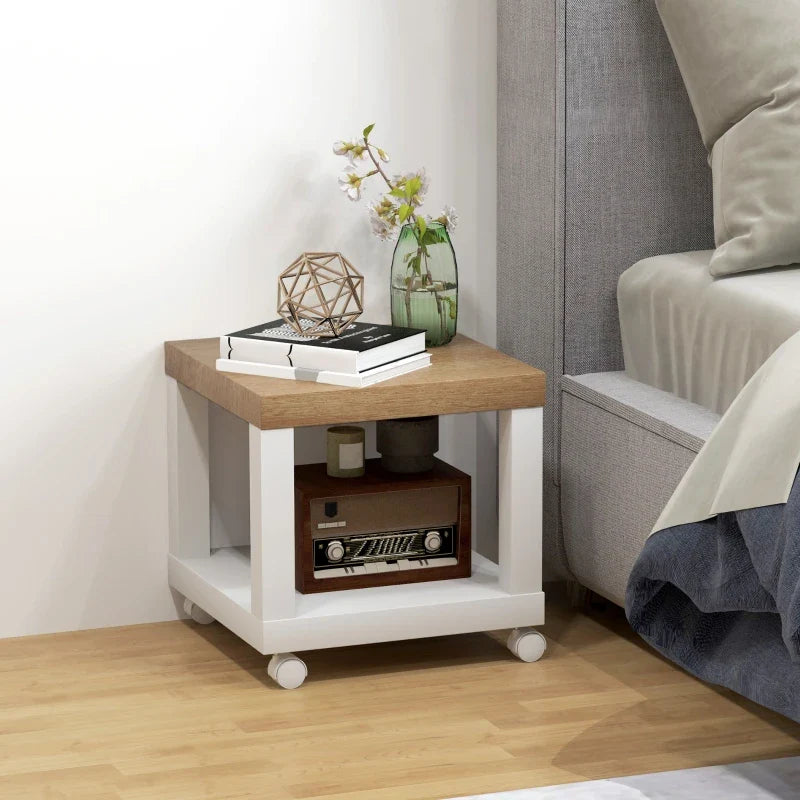 Table basse blanche et en bois 40x40x40 cm
