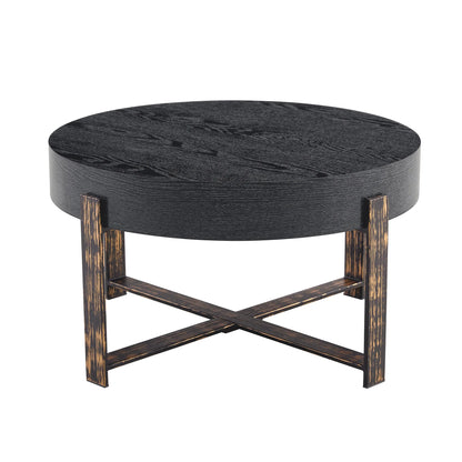 Table basse en bois et noir 68x68x39 cm