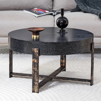 Table basse en bois et noir 68x68x39 cm