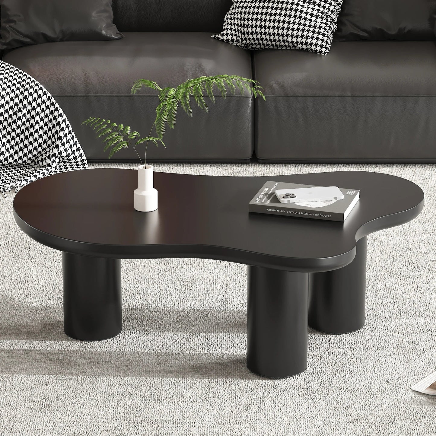 Table basse en bois et noir nuage design 107x66x40.5 cm