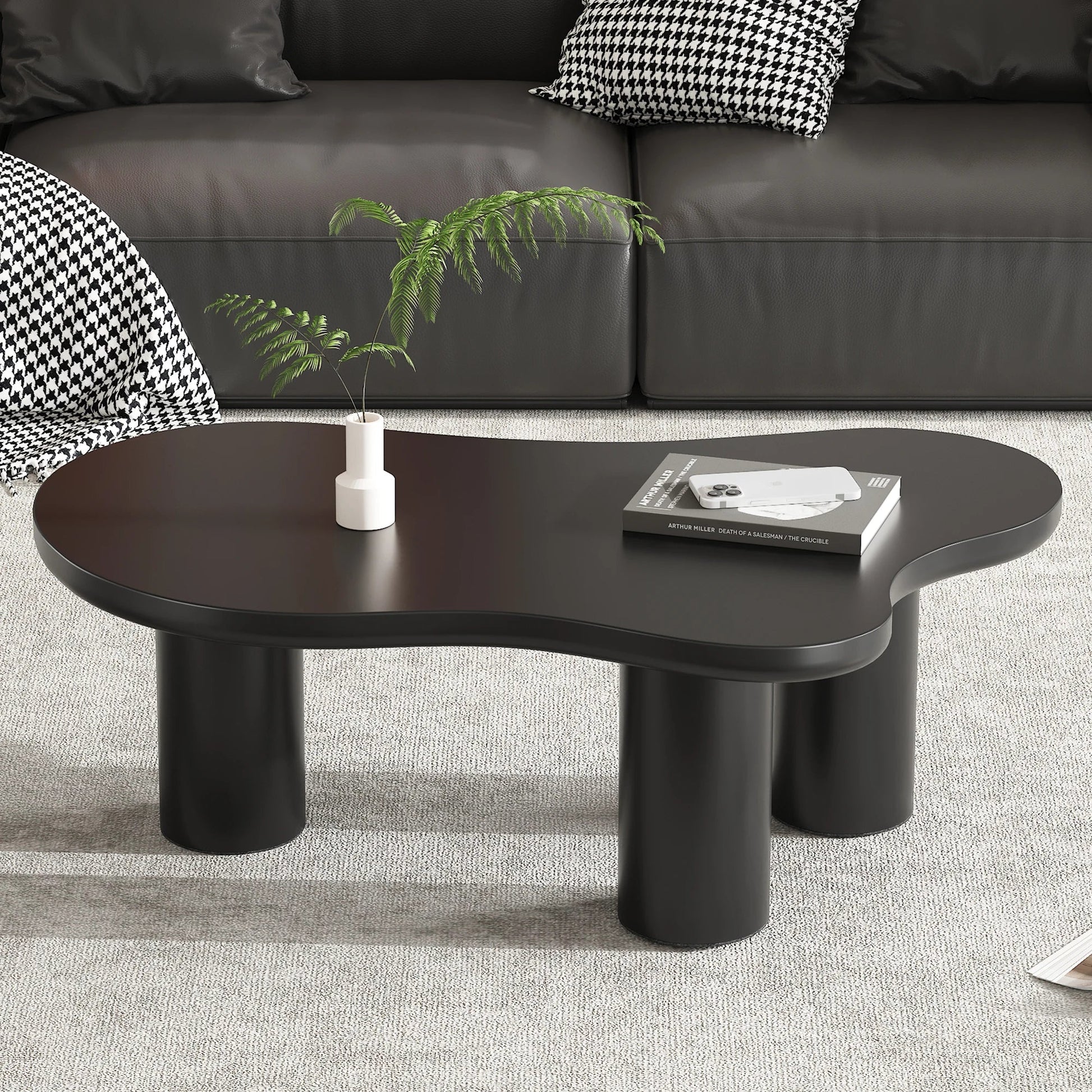 Table basse en bois et noir nuage design 107x66x40.5 cm