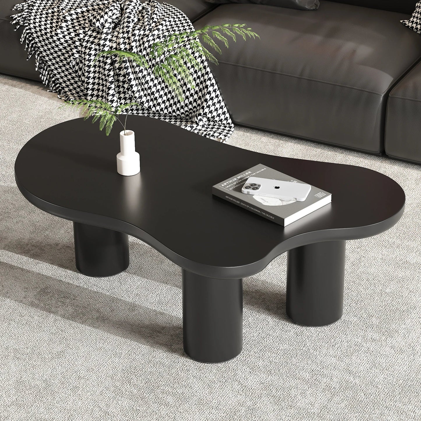 Table basse en bois et noir nuage design 107x66x40.5 cm
