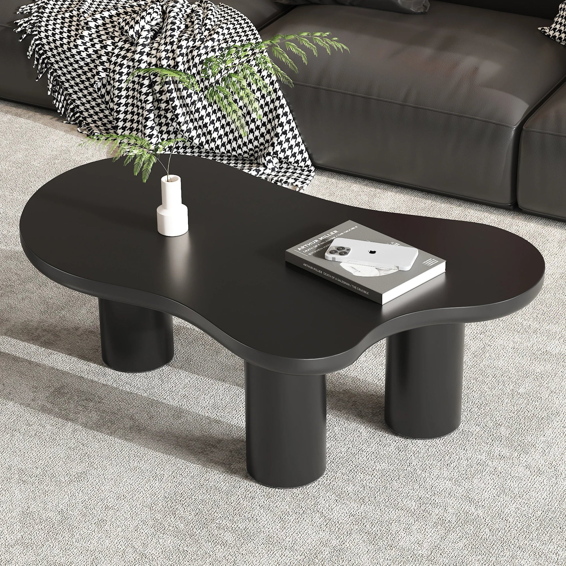 Table basse en bois et noir nuage design 107x66x40.5 cm