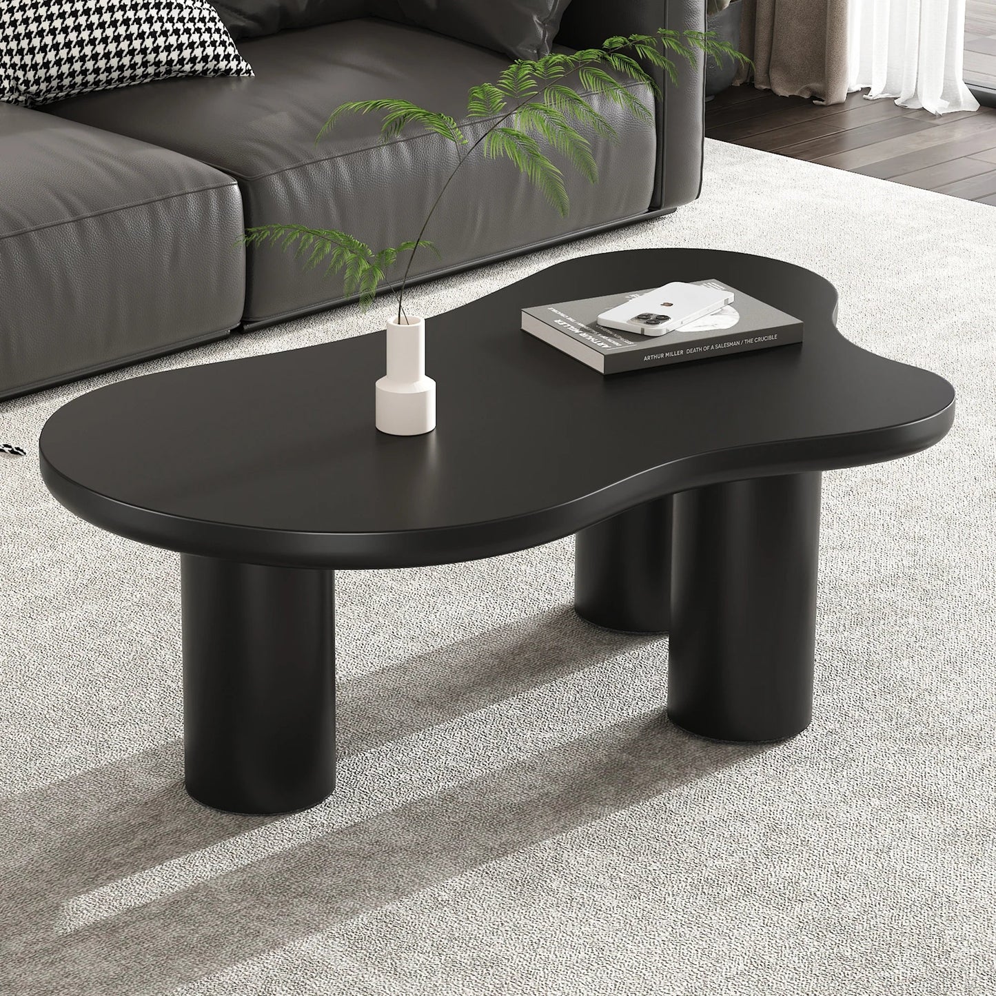 Table basse en bois et noir nuage design 107x66x40.5 cm