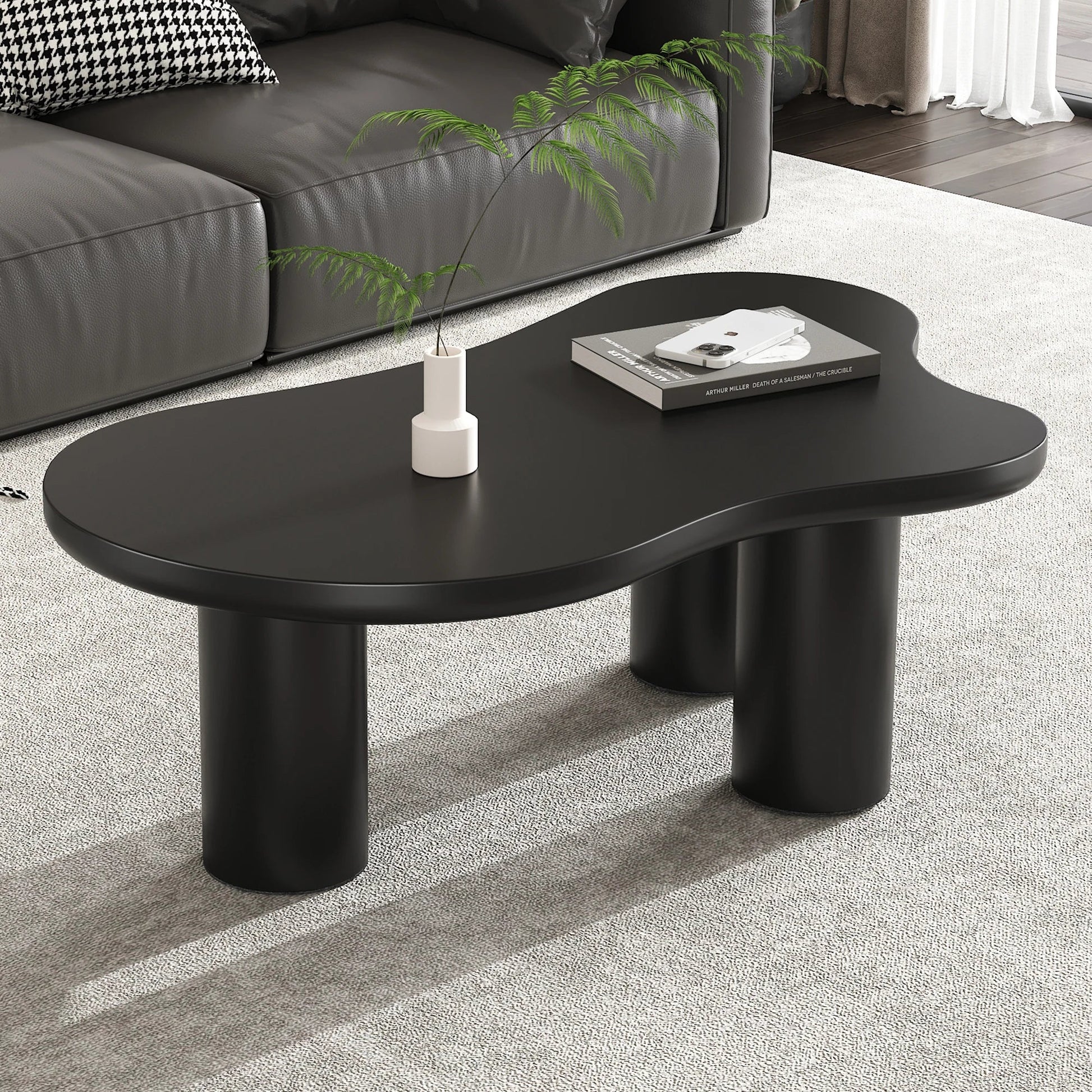 Table basse en bois et noir nuage design 107x66x40.5 cm