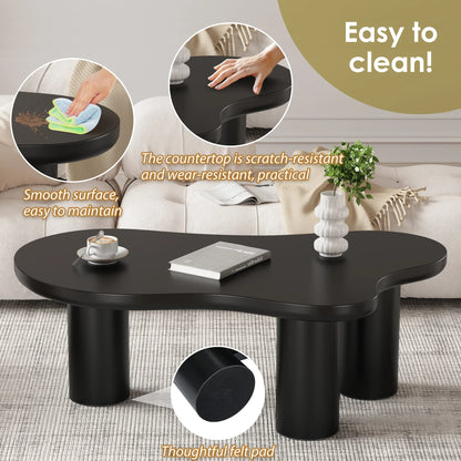 Table basse en bois et noir nuage design 107x66x40.5 cm