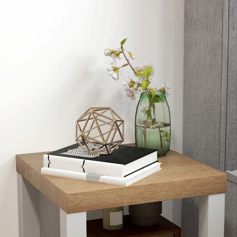 Table basse blanche et en bois 40x40x40 cm