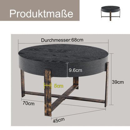 Table basse en bois et noir 68x68x39 cm