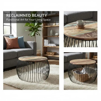 Table basse en bois massif rustique 68x37 cm