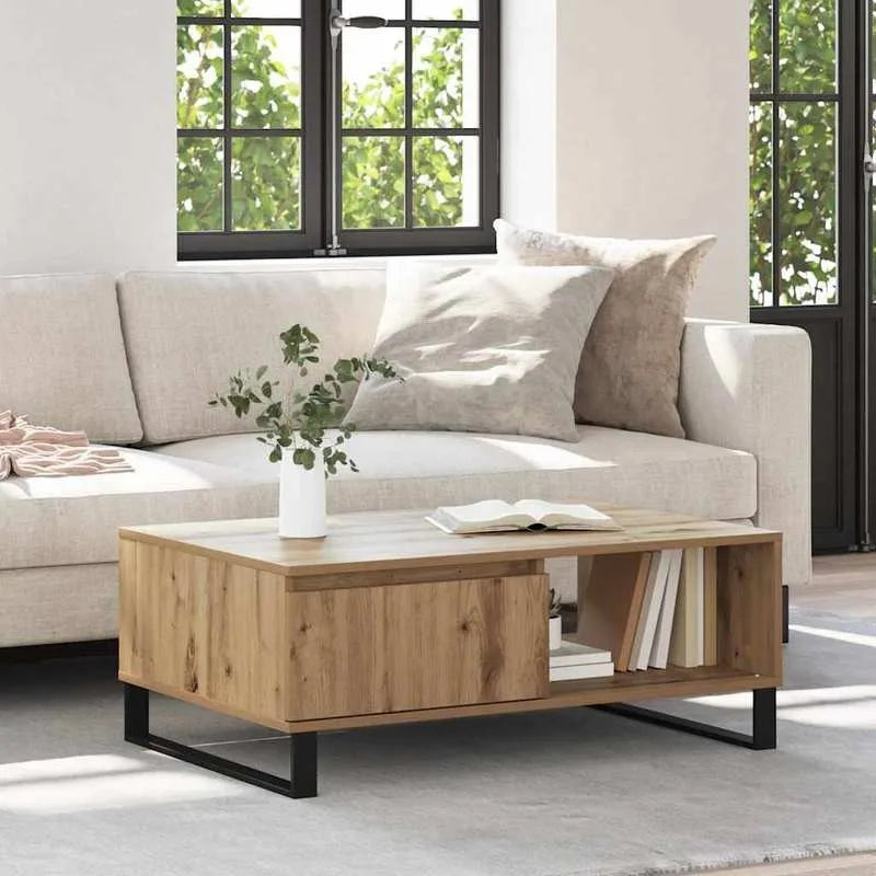 Table basse bois clair 90x60x35 cm