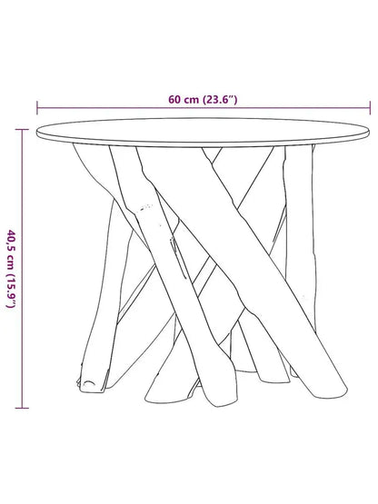 Table basse en bois massif teck bord brut 60 cm ronde