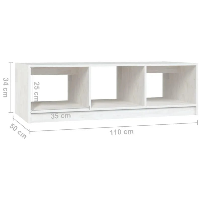 Table basse blanche et en bois massif pin 110x50x34 cm