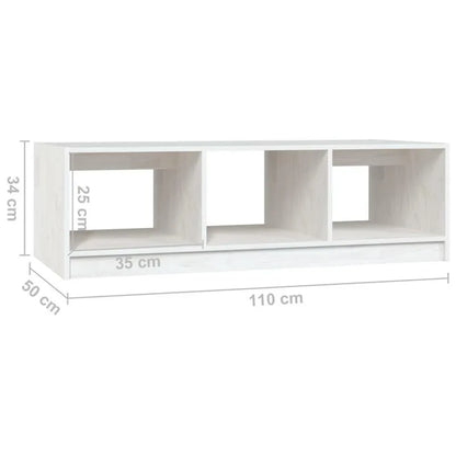 Table basse blanche et en bois massif pin 110x50x34 cm