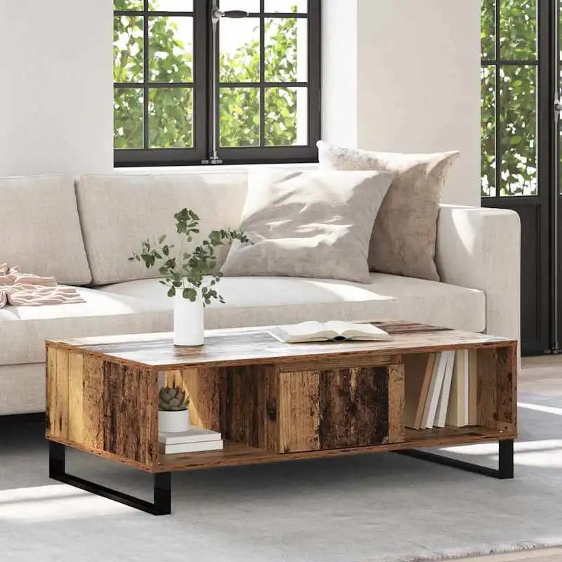 Table basse en bois massif 104 x 60 x 35 cm marron