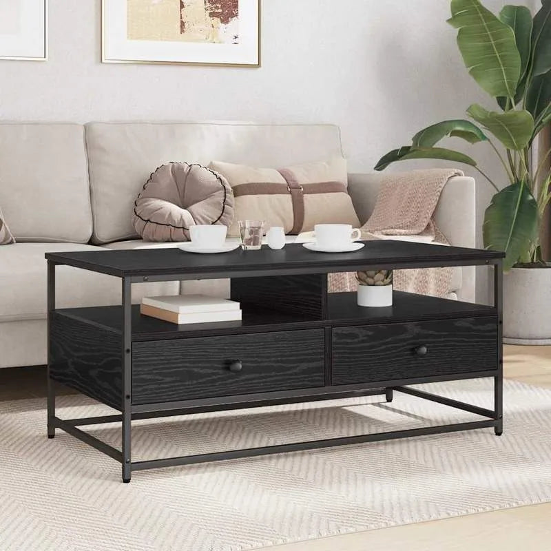 Table basse en bois et noir 100x51x45 cm