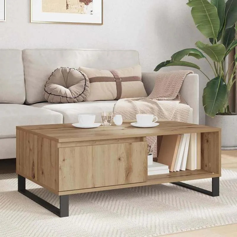 Table basse bois clair 90x60x35 cm