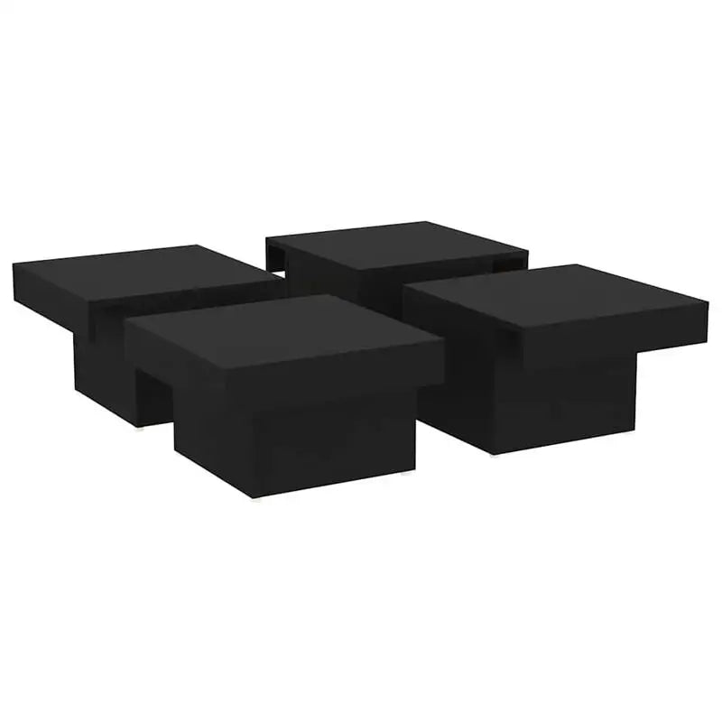 Table basse en bois et noir 90 x 90 x 28 cm