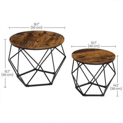 Table basse ronde en bois MDF avec verre trempé double étagère