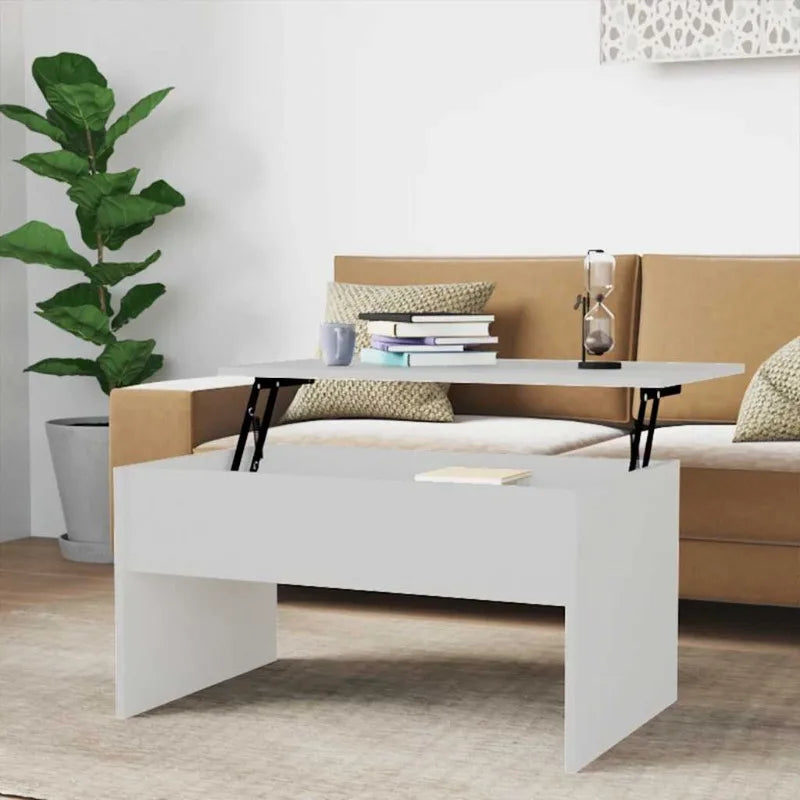 Table basse blanche et en bois d'ingénierie 80x50,5x41,5 cm