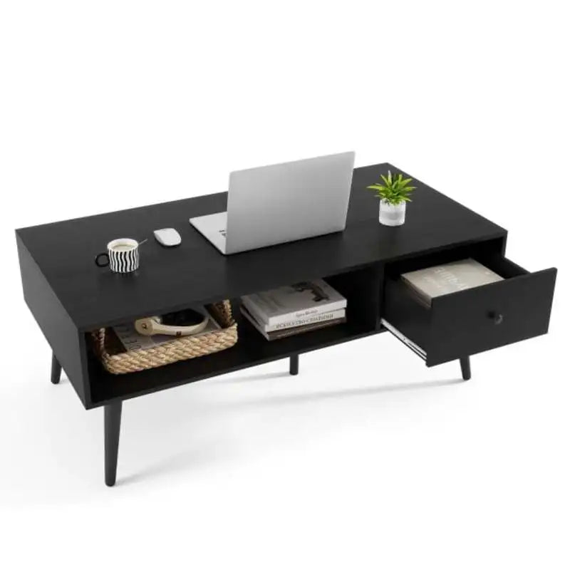 Table basse en bois et noir 109x55x40 cm
