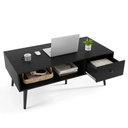 Table basse en bois et noir 109x55x40 cm