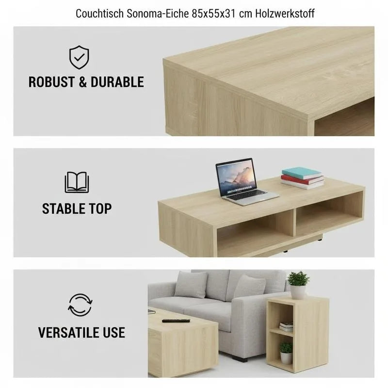 Table basse bois clair Sonoma Oak 85x55x31 cm