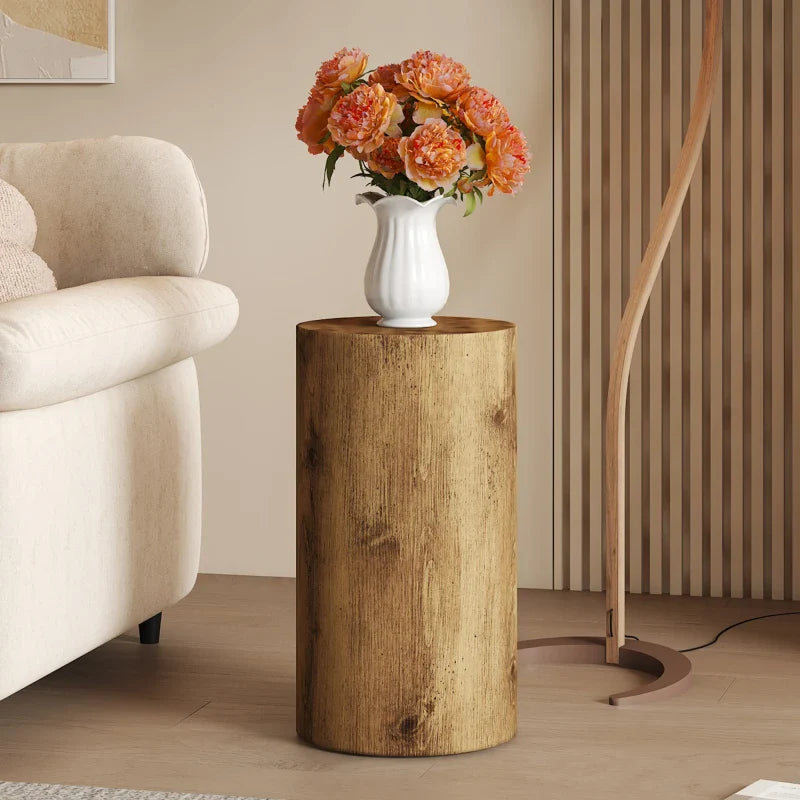 Table basse ronde en bois MDF avec piètement métal noir