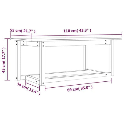 Table basse en bois massif pin 110 x 55 x 45 cm grise