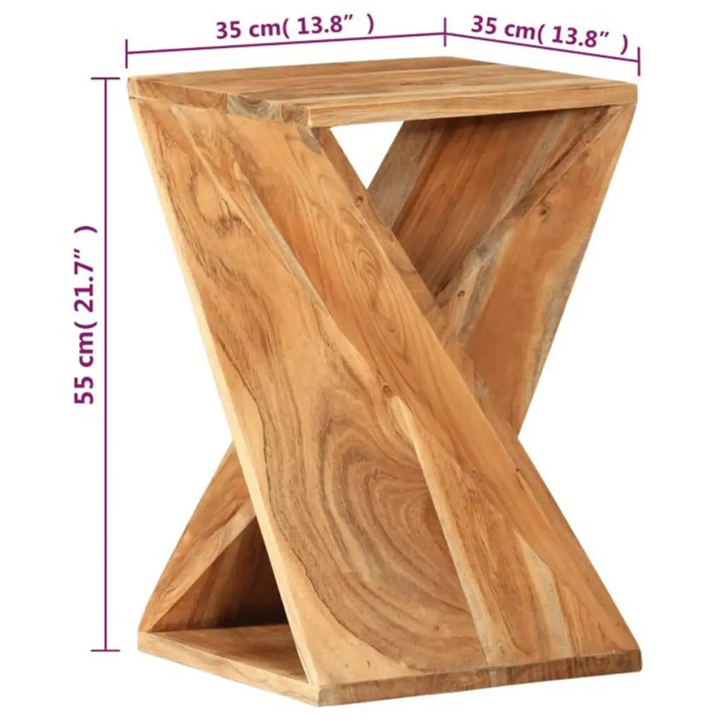 Table basse en bois clair et acacia massif 35 x 35 x 55 cm