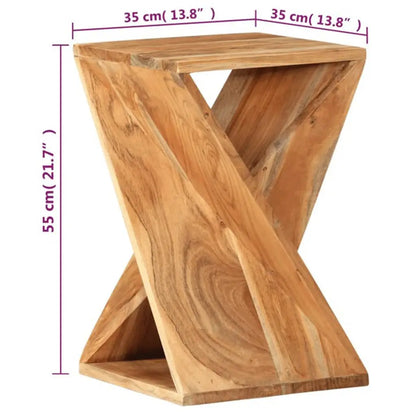 Table basse en bois clair et acacia massif 35 x 35 x 55 cm