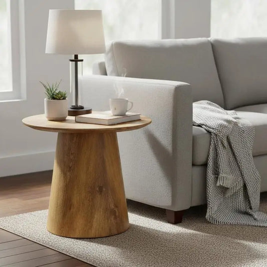 Table basse ronde en bois 50 cm diamètre 48 cm hauteur