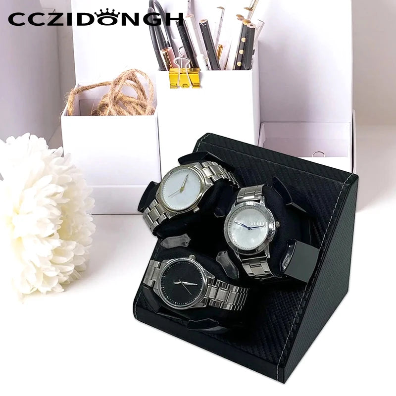 3+0 Watch Winder Leather utomatic Watch Box With Wanbao Quiet Motor Watch Cabinet Clock Storage Box