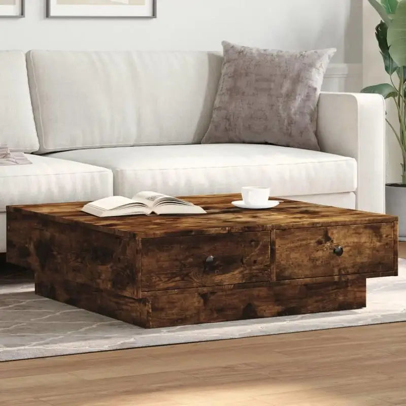 Table basse en bois massif fumé 90x90 cm