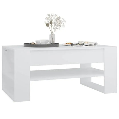 Table basse blanche et en bois 102x55x45 cm