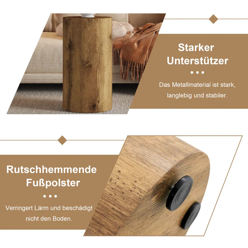 Table basse ronde en bois MDF avec piètement métal noir
