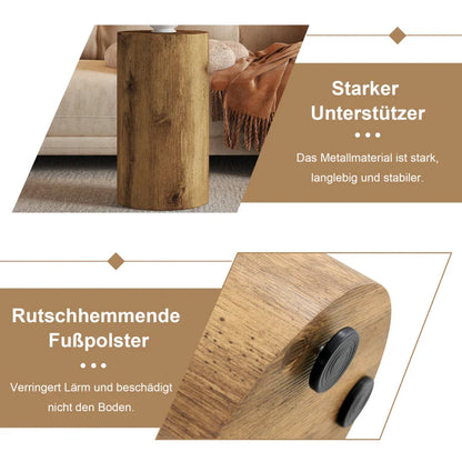Table basse ronde en bois MDF avec piètement métal noir