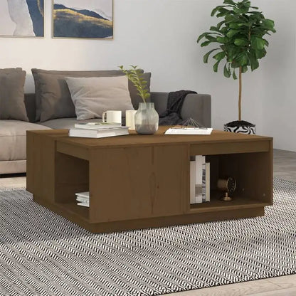 Table basse en bois massif pin 110 x 50 x 33,5 cm brune