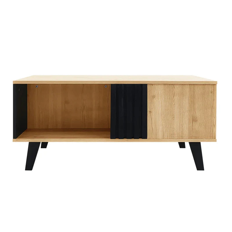 Table basse en bois et noir 100 x 60 x 45 cm avec tiroirs MDF