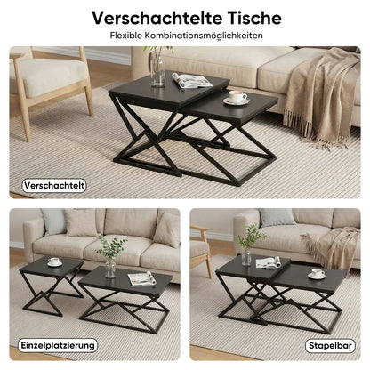Table basse en bois et noir 80x50x40 cm