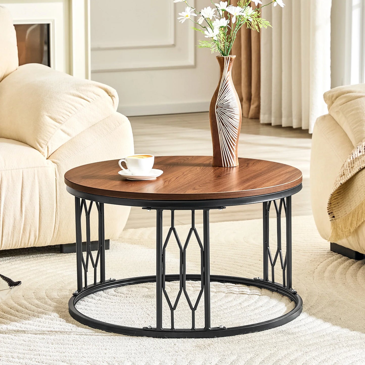 Table basse en bois et noir 85x55x31 cm