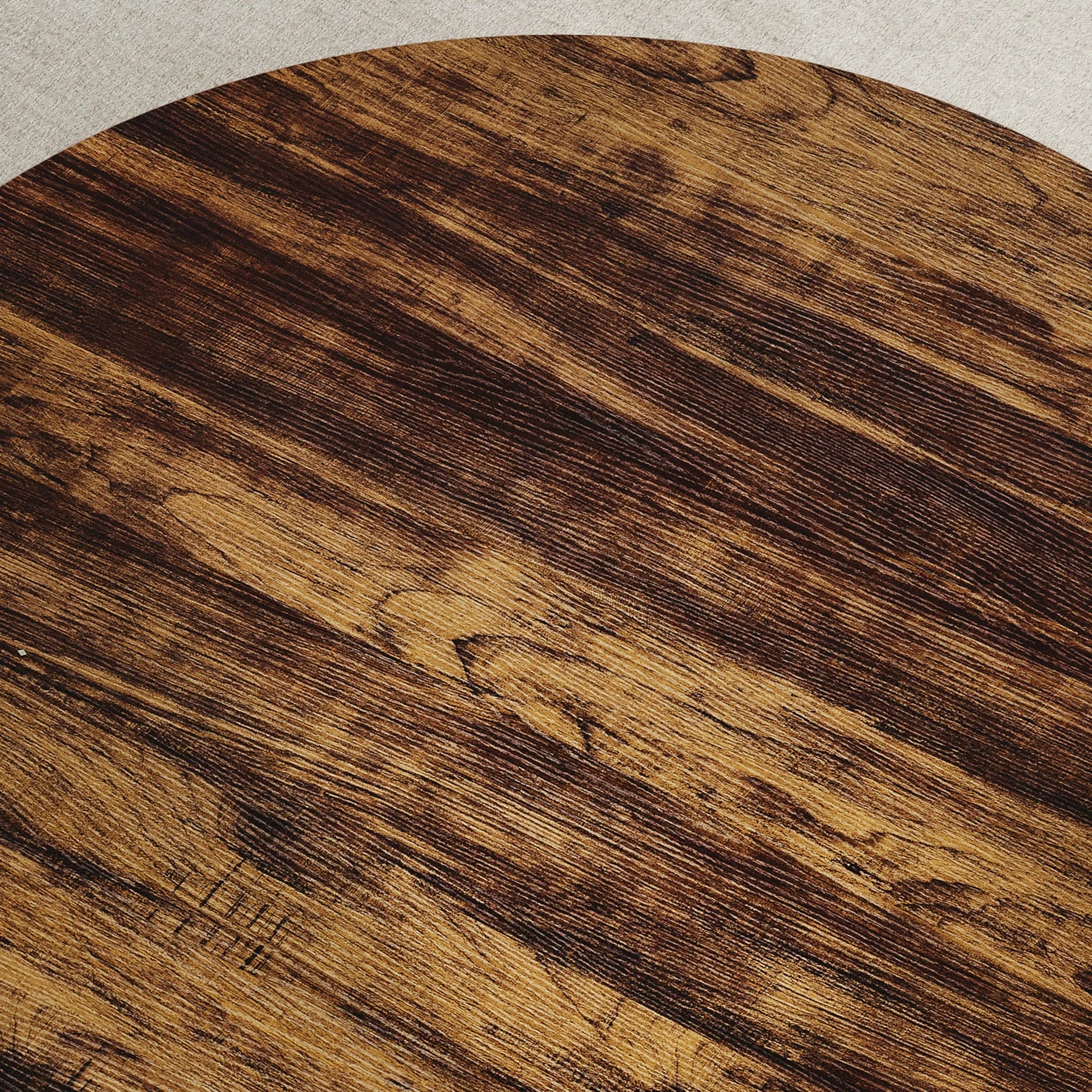 Table basse ronde en bois 2 niveaux avec rangement 80 cm
