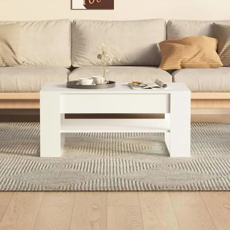 Table basse blanche et en bois d'ingénierie 102x55x45 cm
