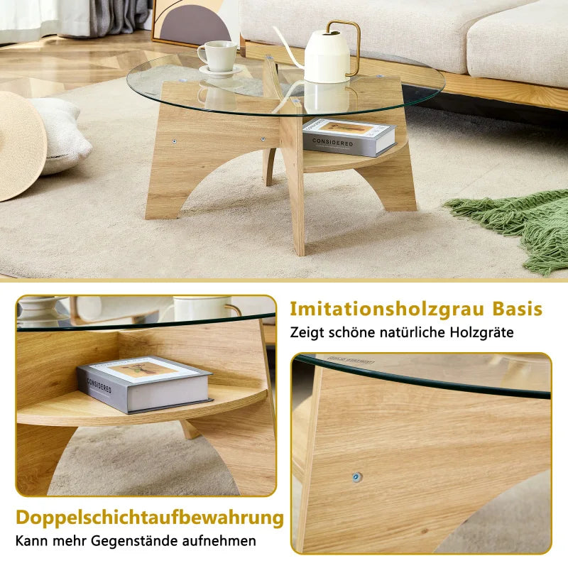 Table basse ronde en verre transparent Ø 80 cm