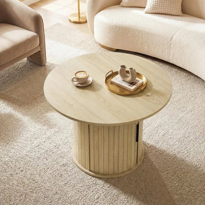 Table basse en bois massif ronde 80 cm style moderne